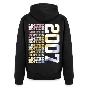 LIMITED EDITION 2007 - 19 JAHRE - 19. GEBURTSTAG - Unisex Premium Bio Zip Hoodie - Schwarz - Hinten - Nico (187cm)