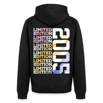 LIMITED EDITION 2005 - 21 JAHRE - 21. GEBURTSTAG - Unisex Premium Bio Zip Hoodie - Schwarz - Hinten - Nico (187cm)