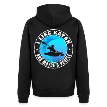 I LIKE KAYAK AND MAYBE 3 PEOPLE  - Unisex Premium Organic Zip Hoodie - black - Back - Nico (187cm)