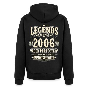 20. Geburtstag Geschenk Mann 2006 Vintage Retro - Unisex Premium Bio Zip Hoodie - Schwarz - Hinten - Nico (187cm)