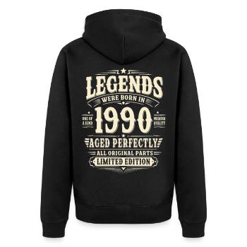 36. Geburtstag Geschenk Mann 1990 Vintage Retro - Unisex Premium Bio Zip Hoodie - Schwarz - Hinten - Nico (187cm)