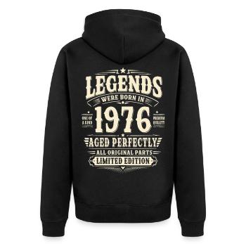 50. Geburtstag Geschenk Mann 1976 Vintage Retro - Unisex Premium Bio Zip Hoodie - Schwarz - Hinten - Nico (187cm)