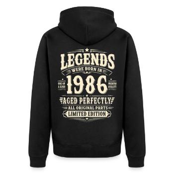 40. Geburtstag Geschenk Mann 1986 Vintage Retro - Unisex Premium Bio Zip Hoodie - Schwarz - Hinten - Nico (187cm)
