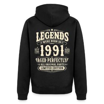 35. Geburtstag Geschenk Mann 1991 Vintage Retro - Unisex Premium Bio Zip Hoodie - Schwarz - Hinten - Nico (187cm)