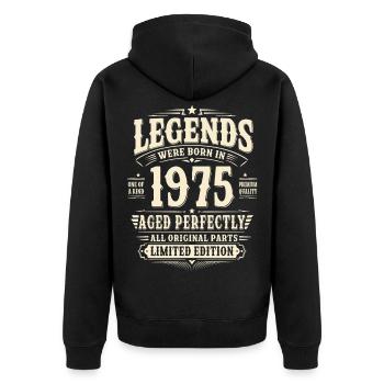 51. Geburtstag Geschenk Mann 1975 Vintage Retro - Unisex Premium Bio Zip Hoodie - Schwarz - Hinten - Nico (187cm)