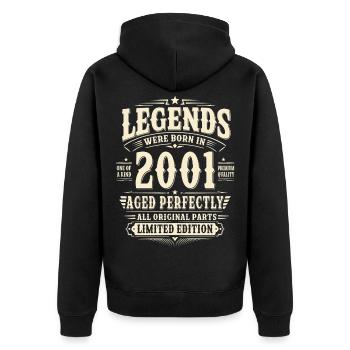 25. Geburtstag Geschenk Mann 2001 Vintage Retro - Unisex Premium Bio Zip Hoodie - Schwarz - Hinten - Nico (187cm)