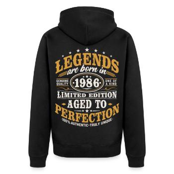 1986 Jahrgang Vintage Geburtstag Geschenk Retro - Unisex Premium Bio Zip Hoodie - Schwarz - Hinten - Nico (187cm)