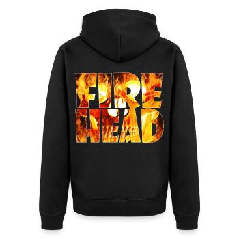 Feuerkopf lettering made of flames - Unisex Premium Organic Zip Hoodie - black - Back - Nico (187cm)