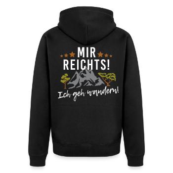 Mir reichts! Ich geh wandern! Ab in die Berge - Unisex Premium Bio Zip Hoodie - Schwarz - Hinten - Nico (187cm)