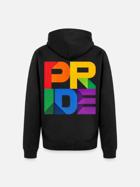 Pride Modern Block Design Regenbogen Schriftzug - Unisex Premium Bio Zip Hoodie - Schwarz