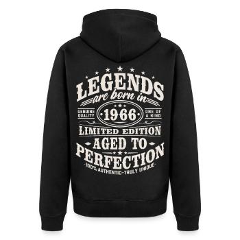 1966 Jahrgang Vintage Geburtstag Geschenk Retro - Unisex Premium Bio Zip Hoodie - Schwarz - Hinten - Nico (187cm)
