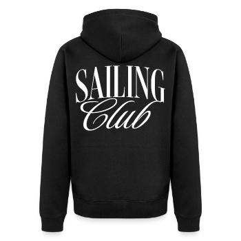 Sailing Club - Unisex Premium Bio Zip Hoodie - Schwarz - Hinten - Nico (187cm)
