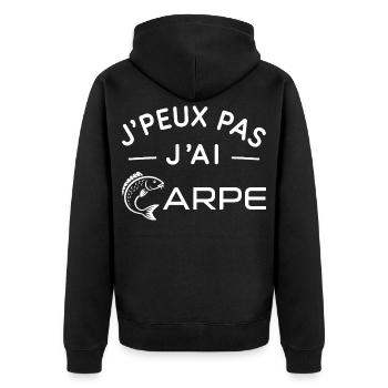 Carpe Humour Cadeau Passionné de Pêche - Veste à capuche bio Premium Unisexe - noir - Dos - Nico (187cm)