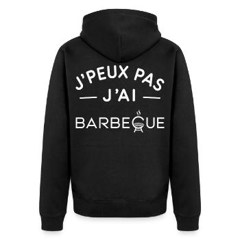 Barbecue Humour Idée Cadeau Grillades entre Amis - Veste à capuche bio Premium Unisexe - noir - Dos - Nico (187cm)