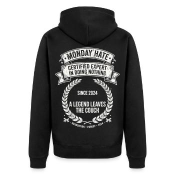 Monday Hate Certified Expert - Unisex Premium Organic Zip Hoodie - black - Back - Nico (187cm)