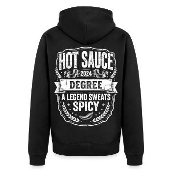 Hot Sauce Degree Spicy Legend - Unisex Premium Bio Zip Hoodie - Schwarz - Hinten - Nico (187cm)