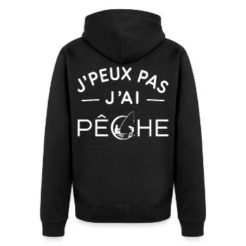 Pêche Humour Cadeau Passionné de Pêche - Veste à capuche bio Premium Unisexe - noir - Dos - Nico (187cm)