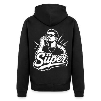 Süper Script Wordmark Youth Word - Unisex Premium Organic Zip Hoodie - black - Back - Nico (187cm)