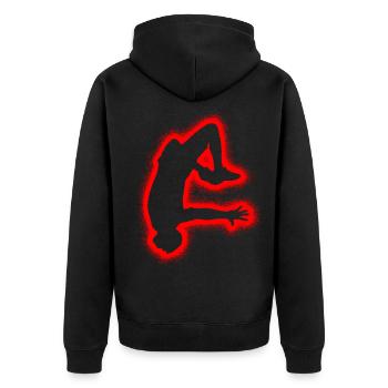 Freerunning Freerunner Herren Jungen Parkour - Unisex Premium Bio Zip Hoodie - Schwarz - Hinten - Nico (187cm)