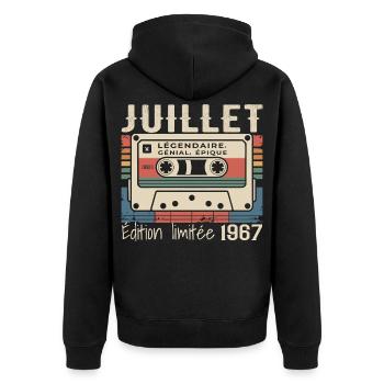 Juillet 1967 Cadeau Anniversaire Juillet 1967  - Veste à capuche bio Premium Unisexe - noir - Dos - Nico (187cm)
