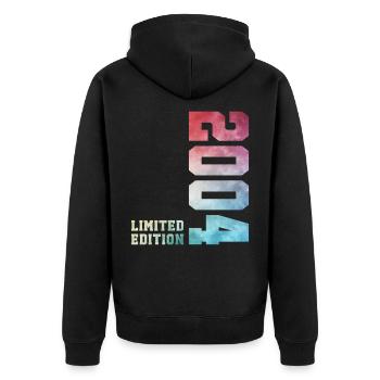 22. Geburtstag Limited Edition 2004 Jahrgang 2004 - Unisex Premium Bio Zip Hoodie - Schwarz - Hinten - Nico (187cm)