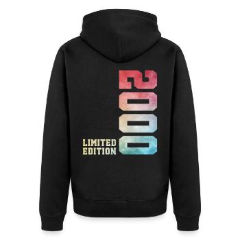 26. Geburtstag Limited Edition 2000 Jahrgang 2000 - Unisex Premium Bio Zip Hoodie - Schwarz - Hinten - Nico (187cm)