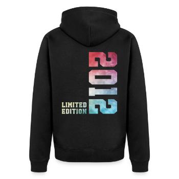 14. Geburtstag Limited Edition 2012 Jahrgang 2012 - Unisex Premium Bio Zip Hoodie - Schwarz - Hinten - Nico (187cm)