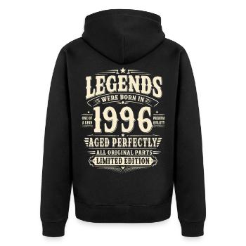 30. Geburtstag Geschenk Mann 1996 Vintage Retro - Unisex Premium Bio Zip Hoodie - Schwarz - Hinten - Nico (187cm)