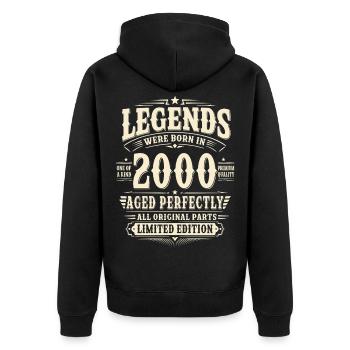 26. Geburtstag Geschenk Mann 2000 Vintage Retro - Unisex Premium Bio Zip Hoodie - Schwarz - Hinten - Nico (187cm)