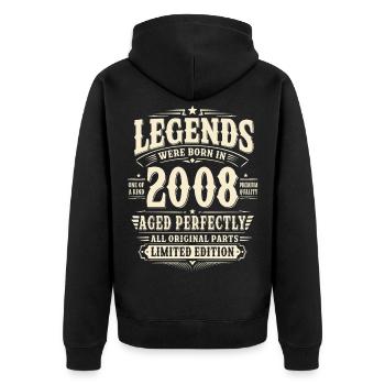 18. Geburtstag Geschenk Mann 2008 Vintage Retro - Unisex Premium Bio Zip Hoodie - Schwarz - Hinten - Nico (187cm)