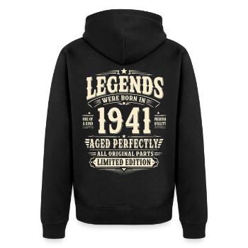 85. Geburtstag Geschenk Mann 1941 Vintage Retro - Unisex Premium Bio Zip Hoodie - Schwarz - Hinten - Nico (187cm)