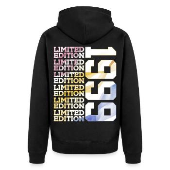 LIMITED EDITION 1999 - 27 JAHRE - 27. GEBURTSTAG - Unisex Premium Bio Zip Hoodie - Schwarz - Hinten - Nico (187cm)