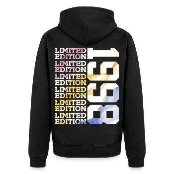 LIMITED EDITION 1998 - 28 JAHRE - 28. GEBURTSTAG - Unisex Premium Bio Zip Hoodie - Schwarz - Hinten - Nico (187cm)