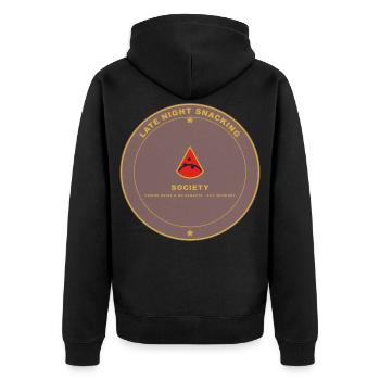 Mitternachts Snack Gesellschaft Pink - Unisex Premium Bio Zip Hoodie - Schwarz - Hinten - Nico (187cm)