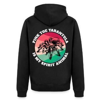 Pinkzeh Rosafuss Tarantel Sprüche - Unisex Premium Bio Zip Hoodie - Schwarz - Hinten - Nico (187cm)