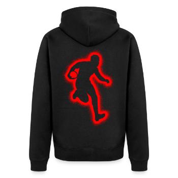 Rugbyspieler Herren Jungen Rugby - Unisex Premium Bio Zip Hoodie - Schwarz - Hinten - Nico (187cm)