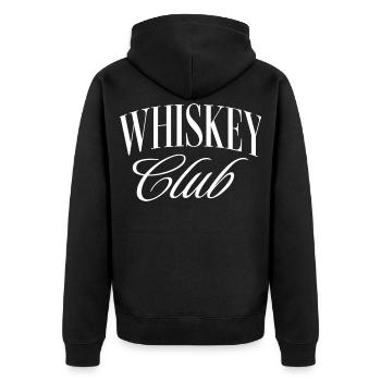 Whiskey Club - Unisex Premium Organic Zip Hoodie - black - Back - Nico (187cm)