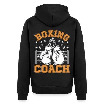 Boxing Coach - Unisex Premium Bio Zip Hoodie - Schwarz - Hinten - Nico (187cm)