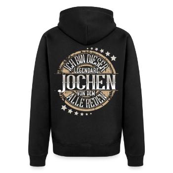 Jochen - Unisex Premium Bio Zip Hoodie - Schwarz - Hinten - Nico (187cm)