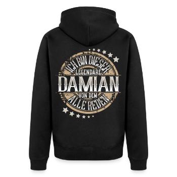 Damian - Unisex Premium Bio Zip Hoodie - Schwarz - Hinten - Nico (187cm)