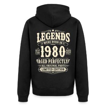  46. Geburtstag Geschenk Mann 1980 Vintage Retro - Unisex Premium Bio Zip Hoodie - Schwarz - Hinten - Nico (187cm)