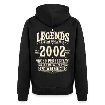 24. Geburtstag Geschenk Mann 2002 Vintage Retro - Unisex Premium Bio Zip Hoodie - Schwarz - Hinten - Nico (187cm)