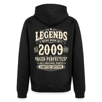 17. Geburtstag Geschenk Mann 2009 Vintage Retro - Unisex Premium Bio Zip Hoodie - Schwarz - Hinten - Nico (187cm)