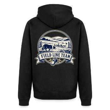 FIELD LINE TEAM Hund - Unisex Premium Bio Zip Hoodie - Schwarz - Hinten - Nico (187cm)