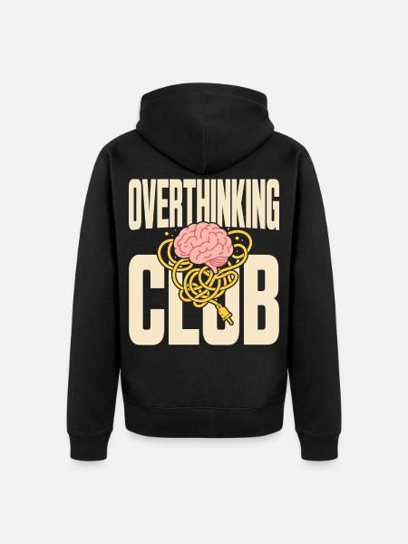 Overthinking Club mit Gedankenchaos - Unisex Premium Bio Zip Hoodie - Schwarz