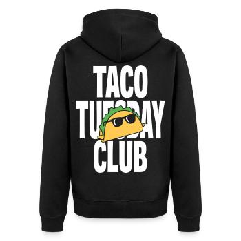 Taco Tuesday Club mit cooler Sonnenbrille - Unisex Premium Bio Zip Hoodie - Schwarz - Hinten - Nico (187cm)