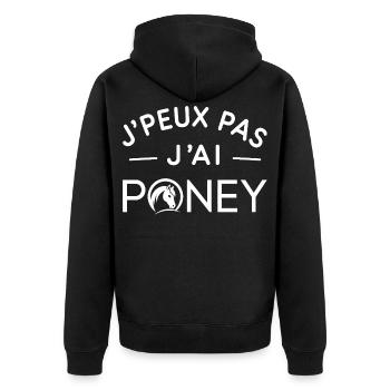 Poney Humour Cadeau Passionné d'Équitation - Veste à capuche bio Premium Unisexe - noir - Dos - Nico (187cm)