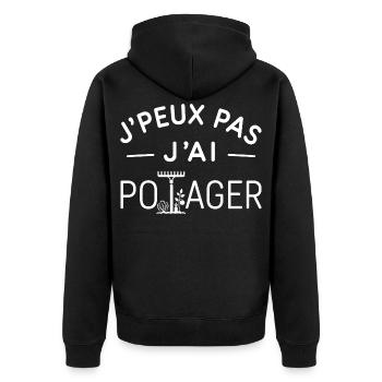 Potager Humour Cadeau Passionné de Légumes - Veste à capuche bio Premium Unisexe - noir - Dos - Nico (187cm)
