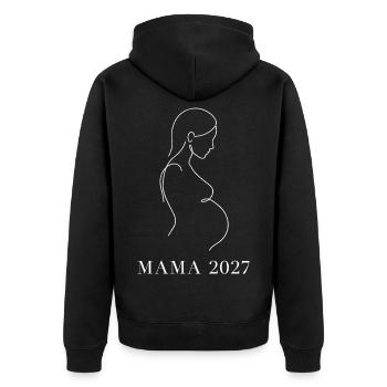 Mom 2027 Baby Bump Line Art - Unisex Premium Organic Zip Hoodie - black - Back - Nico (187cm)