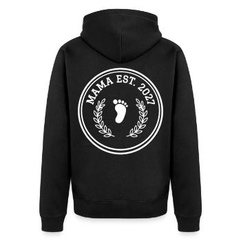 Mama 2027 Babyfuß Kranz - Unisex Premium Bio Zip Hoodie - Schwarz - Hinten - Nico (187cm)